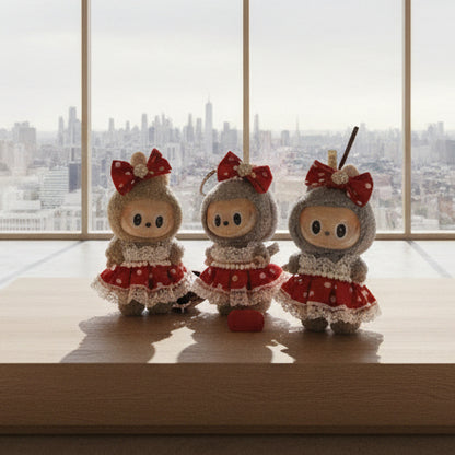 Labubu – Rød ballroom-sett for 17 cm Labubu