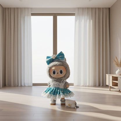 Labubu – Turkis ballroom-sett for 17 cm Labubu