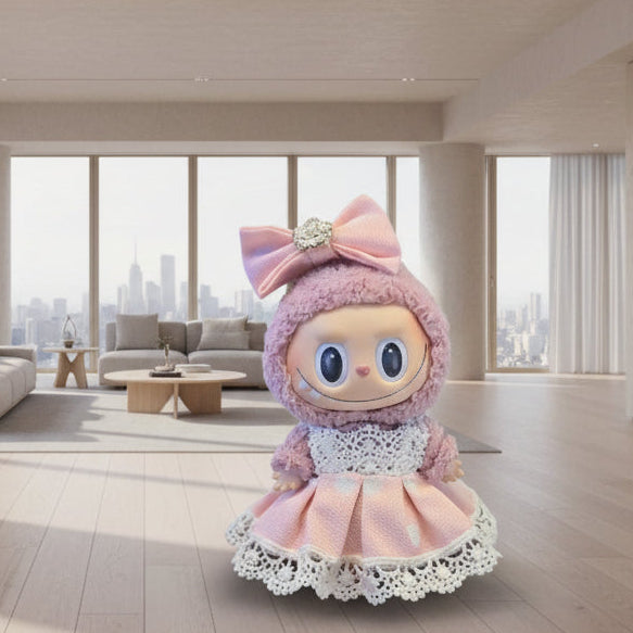 Labubu – Rosa ballroom-sett for 17 cm Labubu