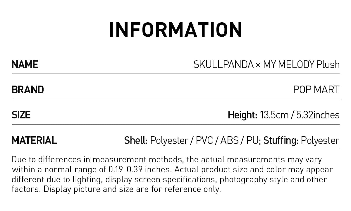 SKULLPANDA × MY MELODY Plush (Pre-order)