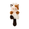 Labubu Calico Kitty brun hvit plysjanheng med lang hale