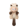 Labubu Ragdoll Kitty beige brun plysjanheng med blå øyne og lang hale