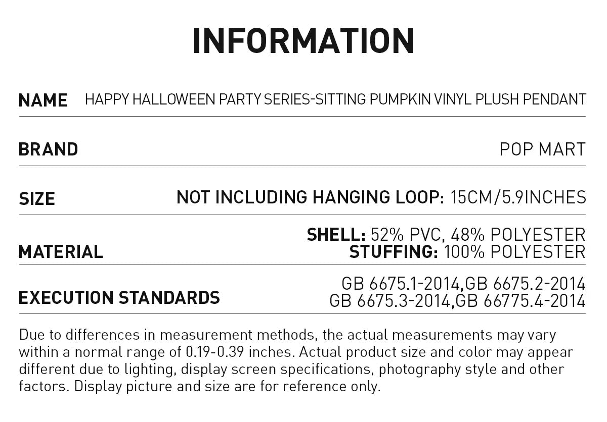 Labubu - Sitting Pumpkin Vinyl Plush Pendant - POP Mart