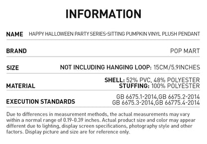 Labubu - Sitting Pumpkin Vinyl Plush Pendant - POP Mart