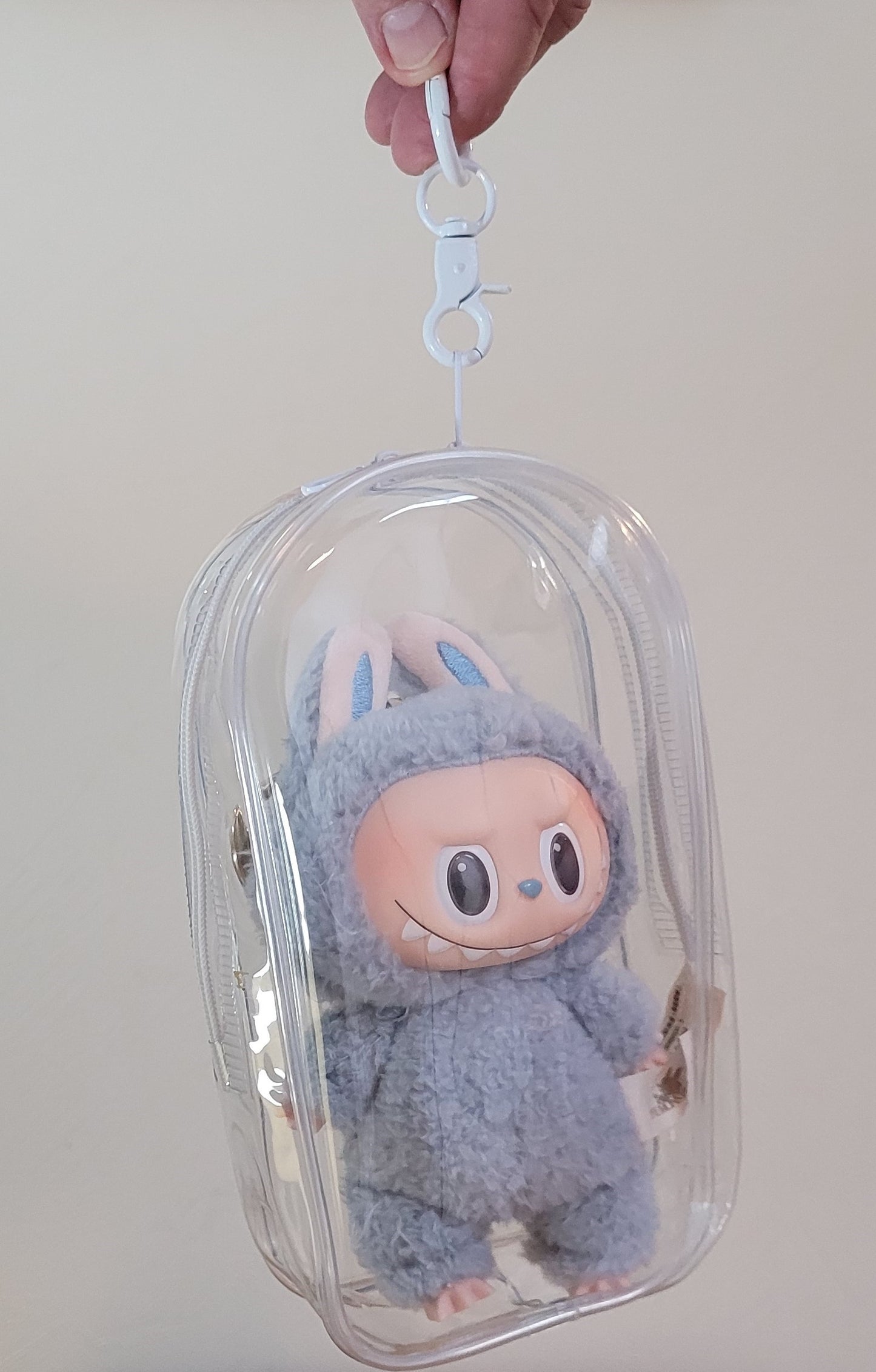 Vinyl Transparent Protective Case for Labubu doll.