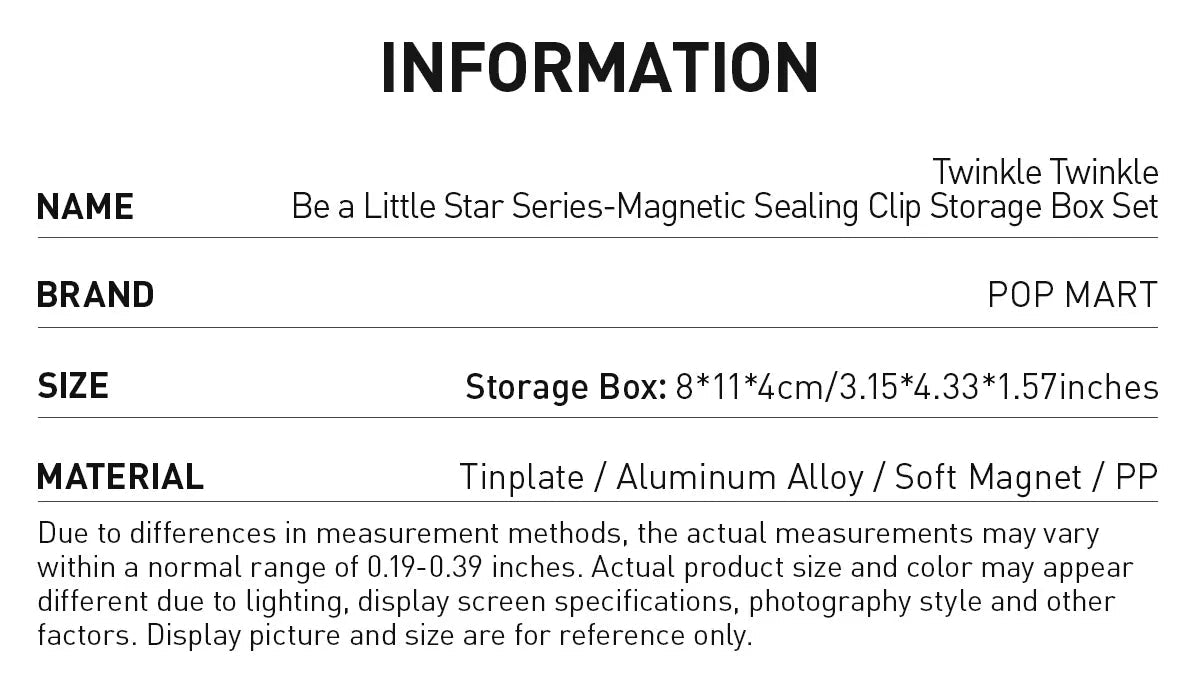 Twinkle Twinkle Be a Little Star Series-Magnetic Sealing Clip Storage - POP Mart