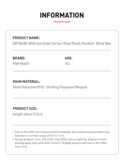 Crybaby - Wild But Cutie - POP Mart - Whole set/6 stk.