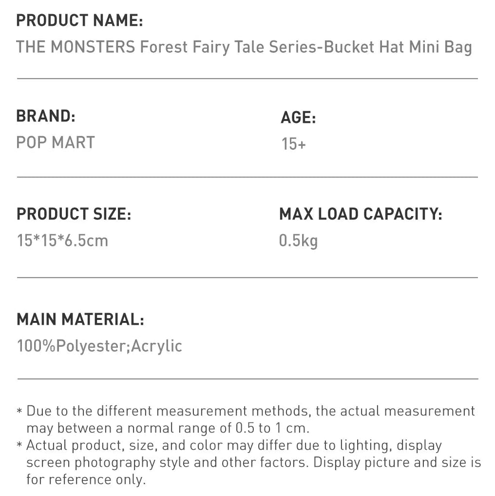 POP MART – THE MONSTERS Forest Fairy Tale Series: Bucket Hat Mini Bag