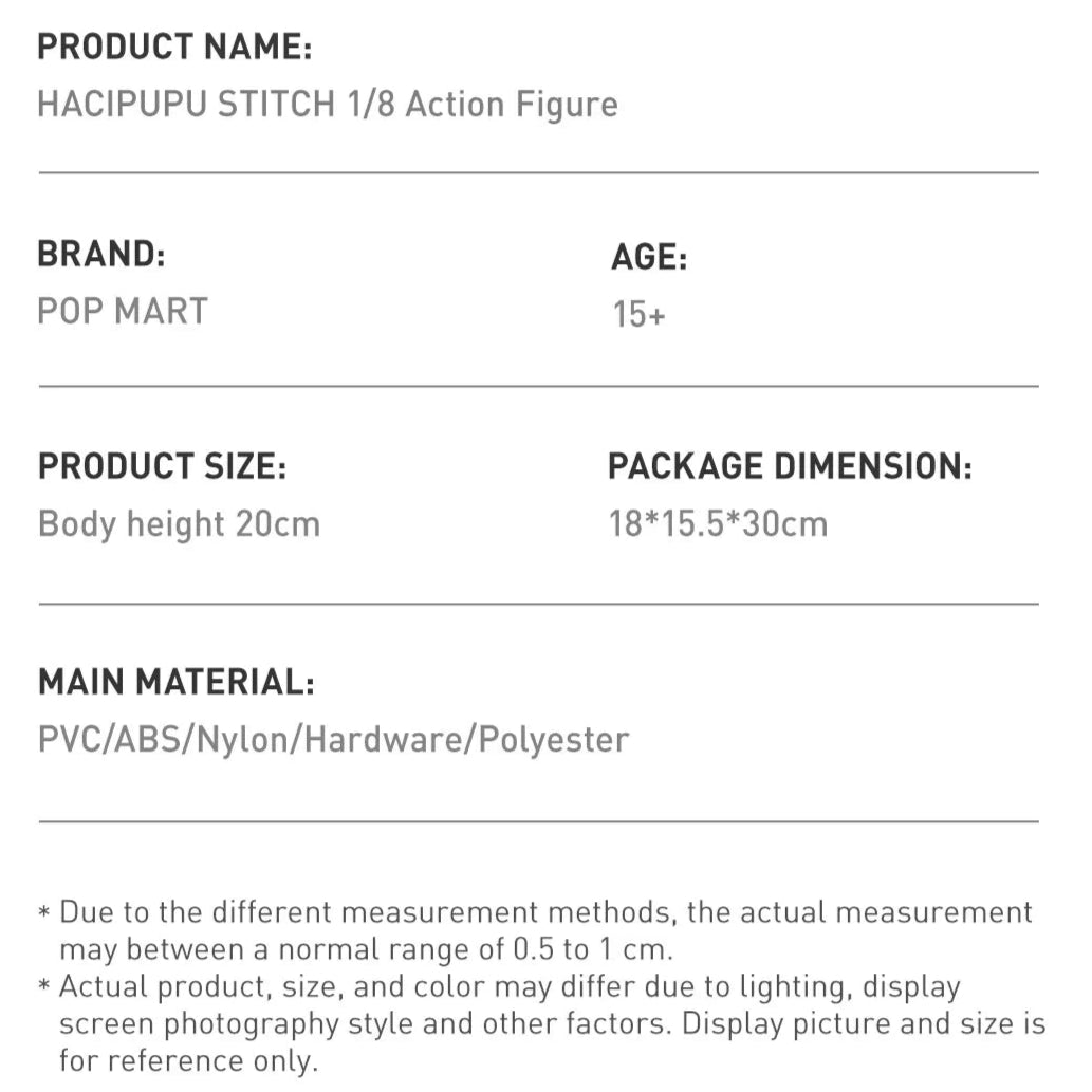 Dukke - HACIPUPU STITCH 1/8 Figure 20cm - Pop Mart