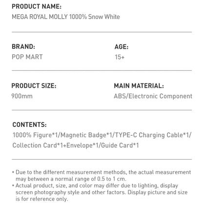 POP MART Original - MEGA ROYAL MOLLY 400% Snow White