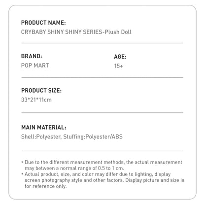 Crybaby - SHINY SHINY SERIES-Plush Doll (Pink) 33cm - POP Mart