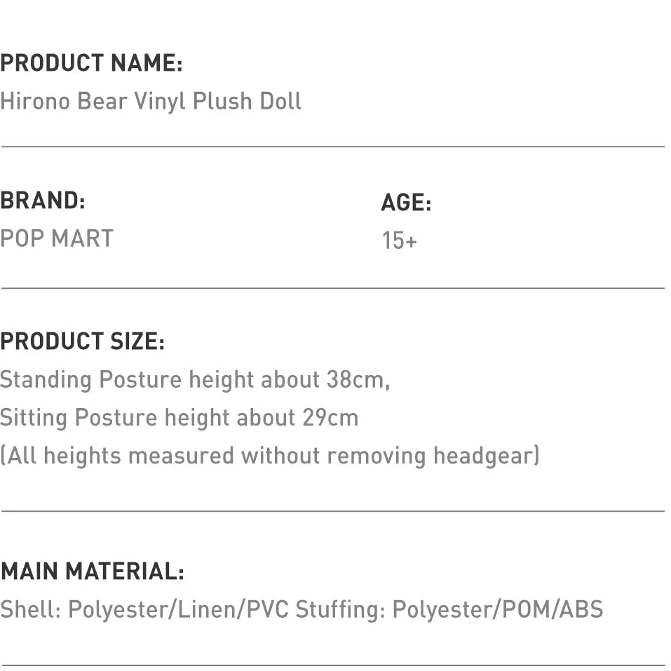 Hirono - Hirono Bear Vinyl Plush Doll (Pre order) - POP Mart