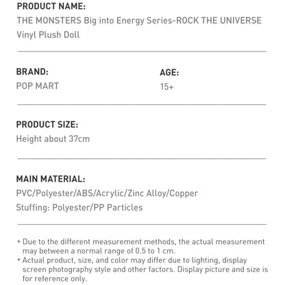 Labubu - The Monsters Big Into Energy - Rock The Universe  (37 Cm) - Pop Mart