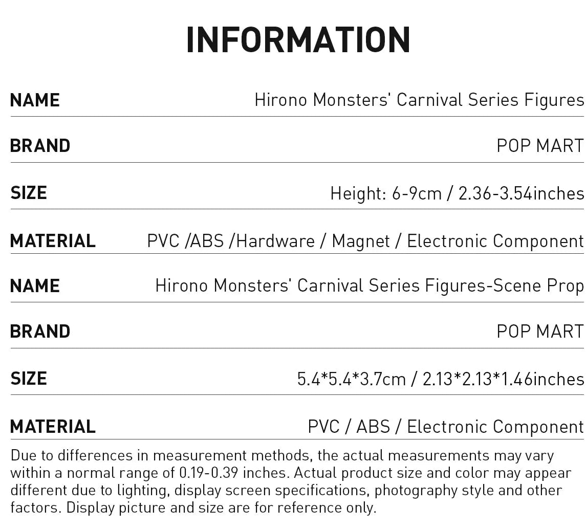 Hirono - Monsters' Carnival Series Figures - POP Mart