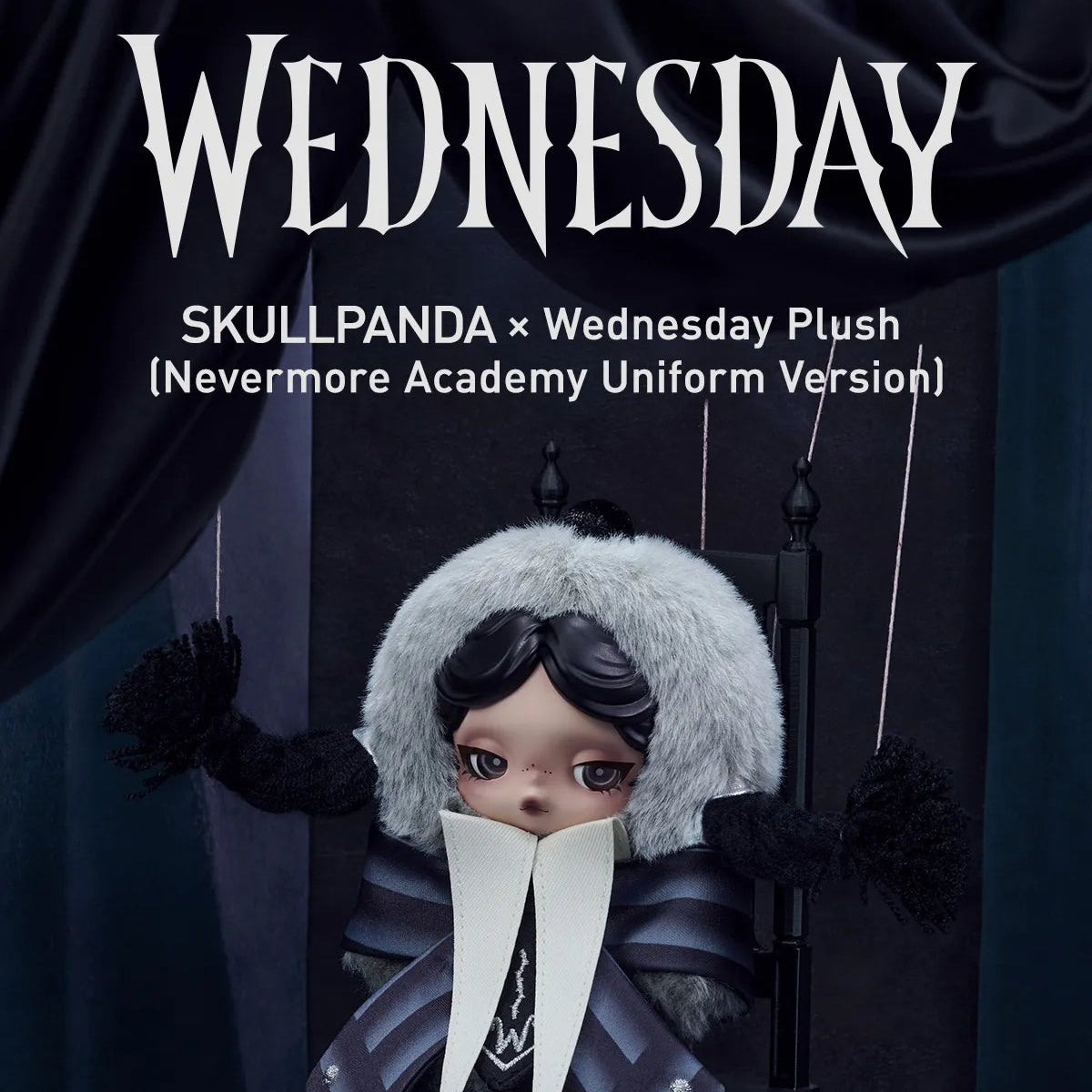 SKULLPANDA × Wednesday Plush – Nevermore Academy Uniform Version