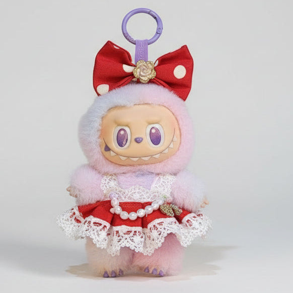 Labubu – Rød ballroom-sett for 17 cm Labubu