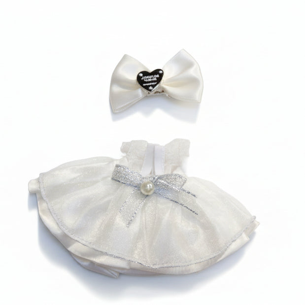 Julegave Labubu – Hvit hjerte ballroom-sett for 17 cm Labubu