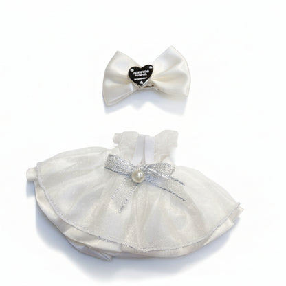 Julegave Labubu – Hvit hjerte ballroom-sett for 17 cm Labubu