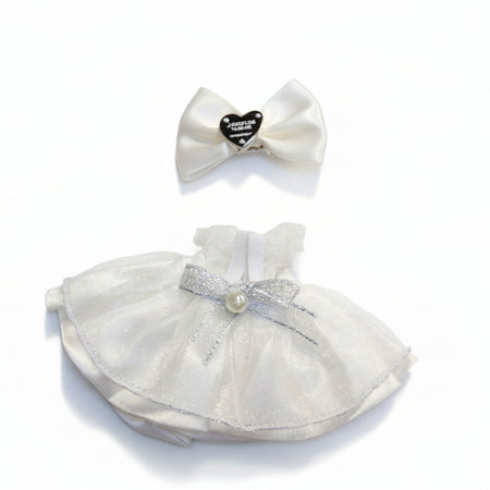 Julegave Labubu – Hvit hjerte ballroom-sett for 17 cm Labubu