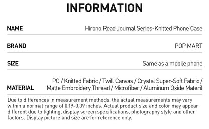 Hirono Road Journal Series-Knitted Phone Case Iphone 17 PRO MAX - POP Mart