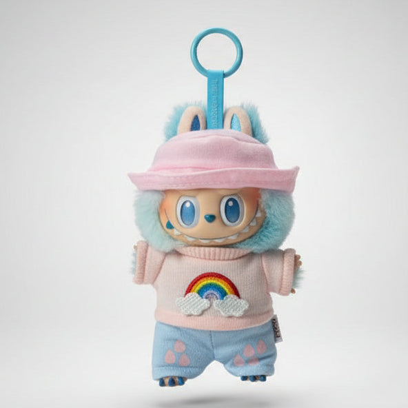 Labubu – Rosa hverdagsantrekk med regnbue (17 cm) lev 19.01.26