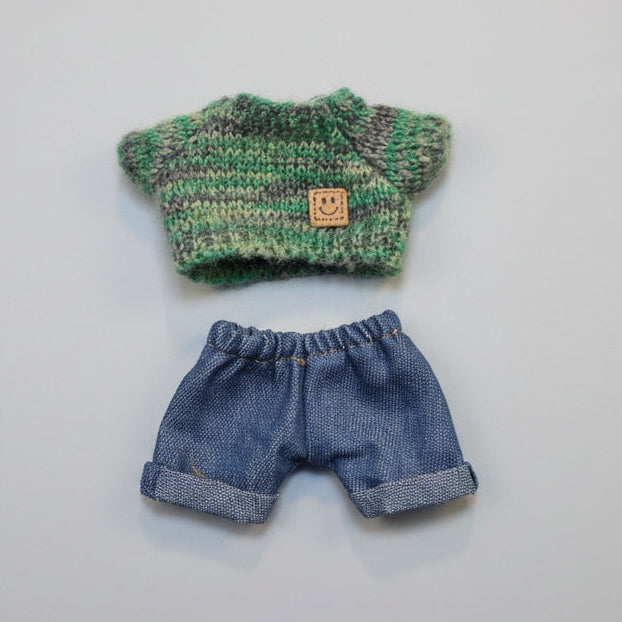 Labubu – Grønn vinter outfit for Labubu 17 cm