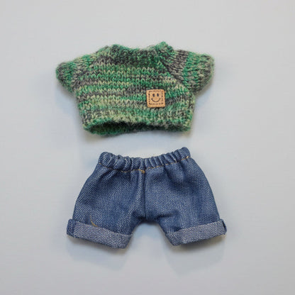 Labubu – Grønn vinter outfit for Labubu 17 cm