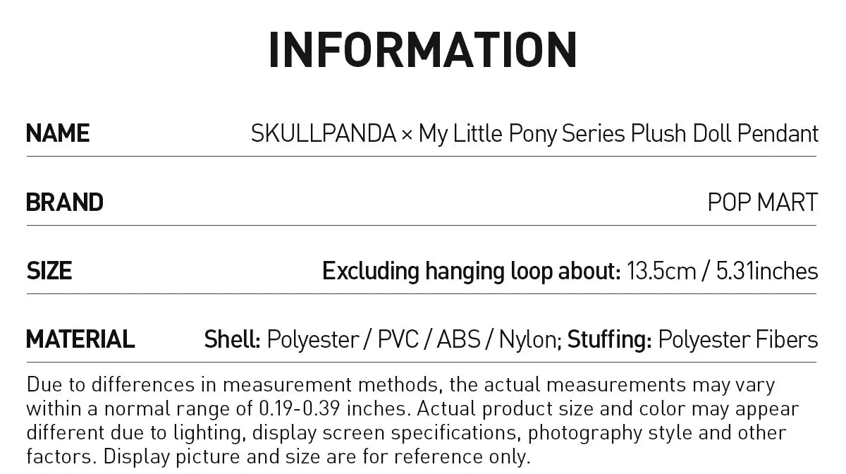 SKULLPANDA × MY LITTLE PONY SERIES PLUSH DOLL PENDANT -POP Mart