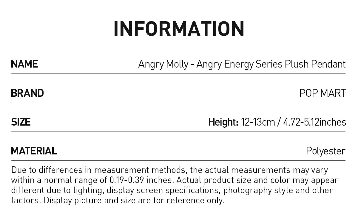 Molly - Angry Energy Series Plush Pendant - POP Mart