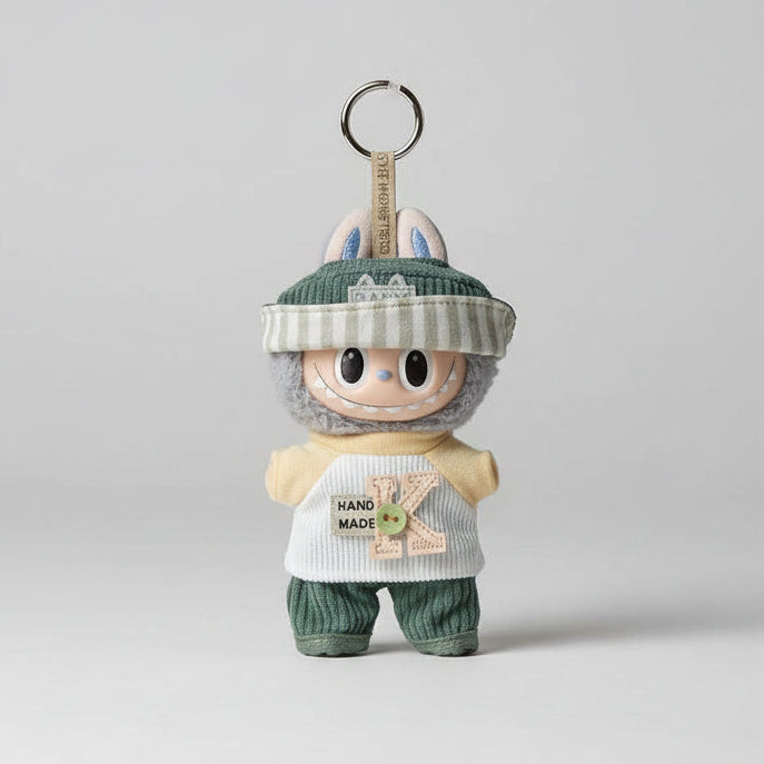 Labubu Klær – Grønn Kordfløyel Vårsett – Outfit til Labubu Dukke 17 cm