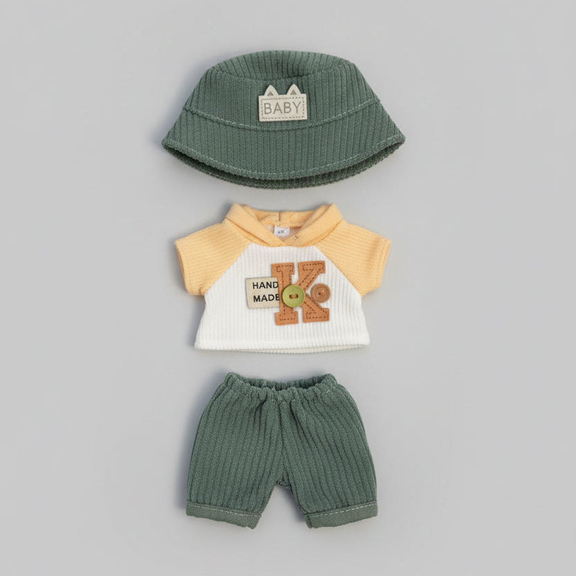 Labubu Klær – Grønn Kordfløyel Vårsett – Outfit til Labubu Dukke 17 cm