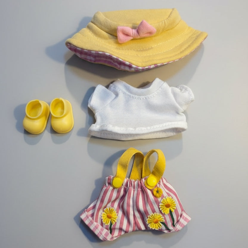 Labubu Klær – Vårantrekk Rosa/Hvit/Gult – Outfit til Labubu Dukke 17 cm