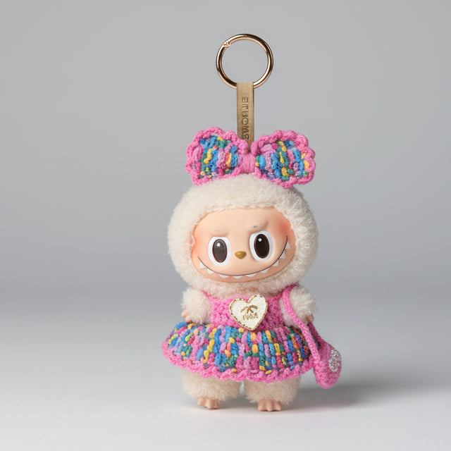 Labubu Klær – Fairtrade Ullsett Rosa/Blå – Outfit til Labubu Dukke 17 cm