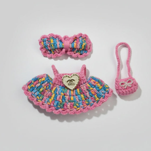 Labubu Klær – Fairtrade Ullsett Rosa/Blå – Outfit til Labubu Dukke 17 cm