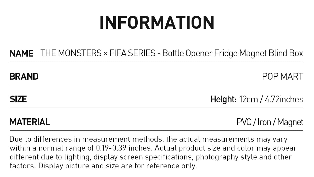 THE MONSTERS × FIFA SERIES - Bottle Opener Fridge Magnet Blind Box