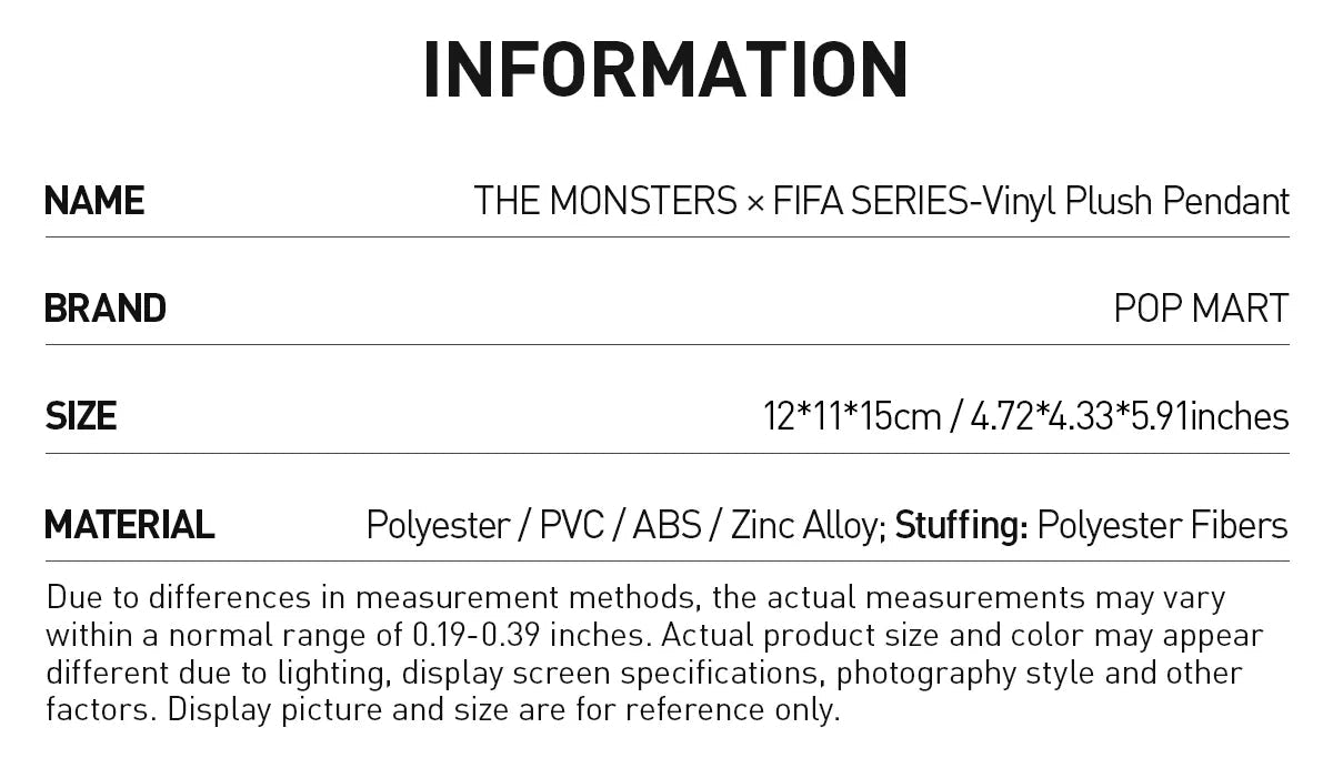 THE MONSTERS × FIFA SERIES - Vinyl Plush Pendant
