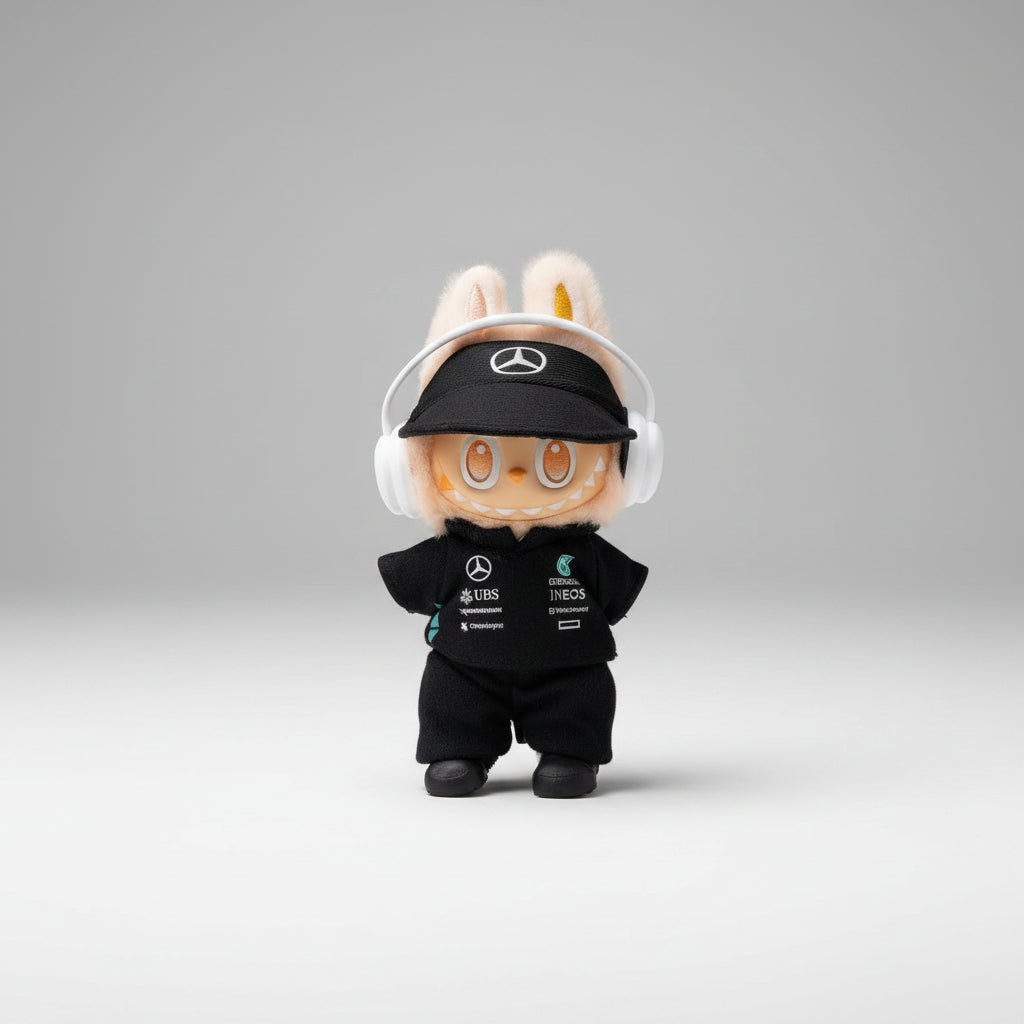 Labubu Klær – Black Line Merc Racing Outfit – til Labubu Dukke 17 cm