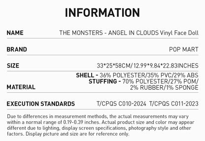 Labubu  - THE-MONSTERS ANGEL IN CLOUDS Vinyl Face Doll 58 cm - POP Mart