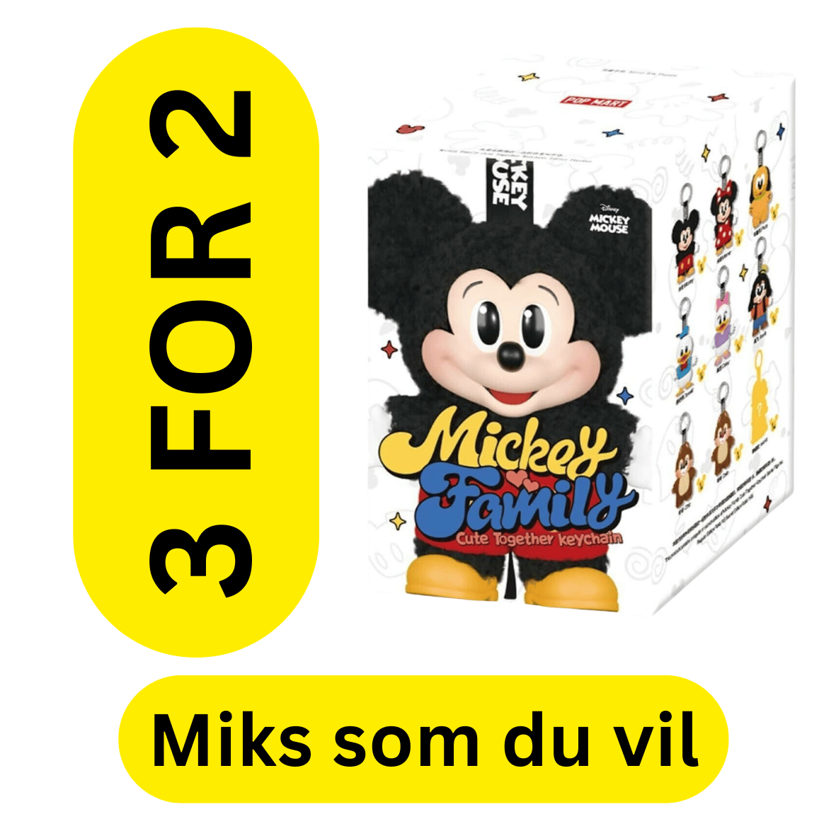 3 fo 2 - Mickey Family Cute Together Keychain - Pop Mart - Offisielt Disney
