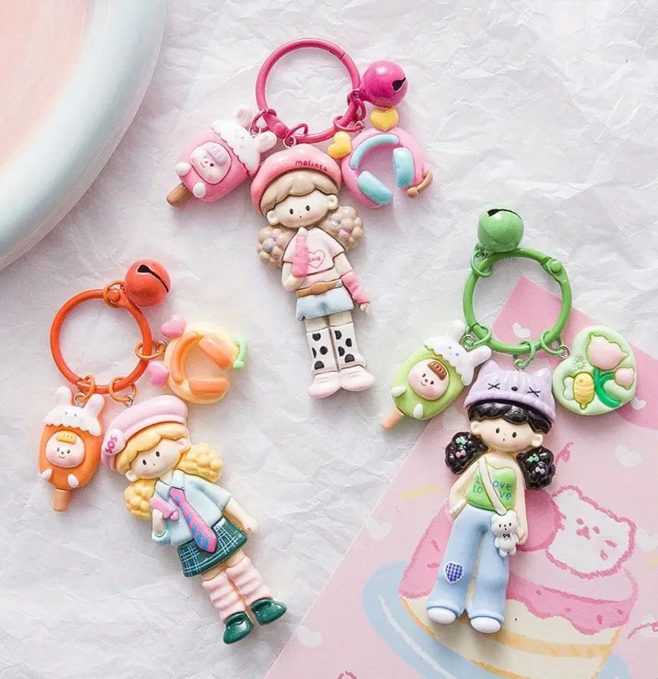 Søte Kawaii nøkkelringer anheng