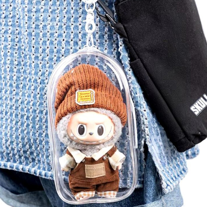 Vinyl Transparent Protective Case for Labubu doll.
