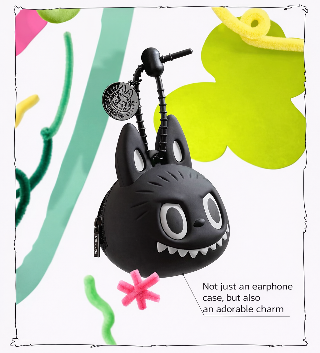 LABUBU 10TH ANNIVERSARY Earphone Case black | POP MARCH - Prod