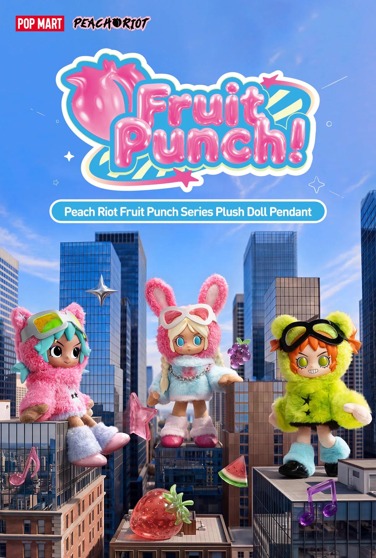 PEACH RIOT - Fruit Punch Plush Doll Pendant - POP MART
