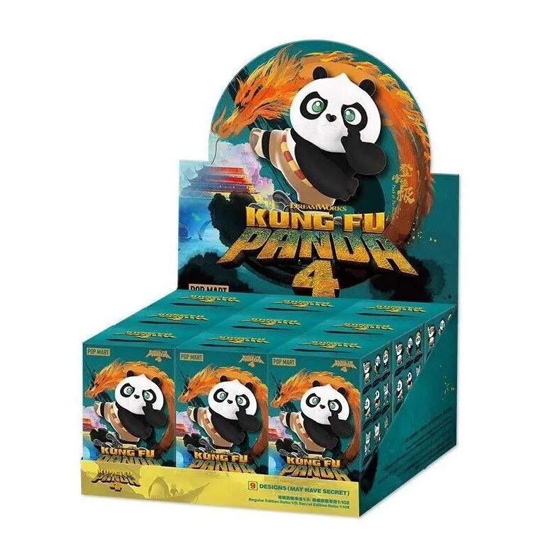 POP MART Original - Kung Fu Panda 4 -med 9 action figurer. Mystery box.