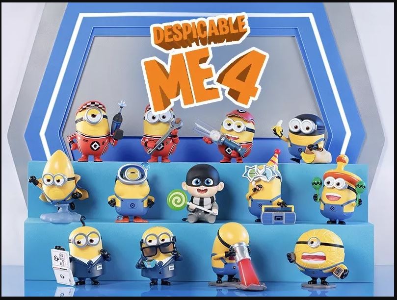 POP MART Original - Despicable me 4 med 12 action figurer. Mystery box.