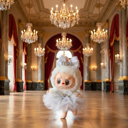 Labubu – Hvit MIU ballroom-sett for 17 cm Labubu