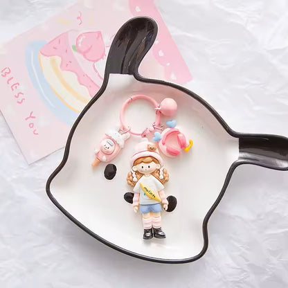 Cute Kawaii keychains with cool girl charm.